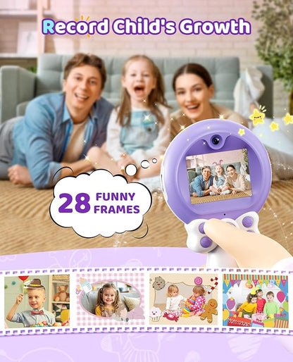 TEKFUN Kids Camera Toy for Girls - Birthday Girl Gifts with Magic Wand Design - Digital Video Camera for Kids with 32GB SD Card - Easter Basket Essentials for Girl 2 3 4 5 6 Year Olds, Purple