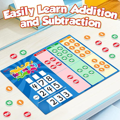Aizweb Regrouping Base Ten Place Value,Addition and Subtraction Math Manipulatives,Magnetic Dry Erase Board for 1st 2nd 3rd Grade Student Classroom Must Haves,Math Games for Kids Homeschool Supplies