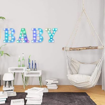 Foaky Colorful LED Letter Lights with Remote,Marquee Light Up Letters Sign for Night Light Wedding/Birthday Party Battery Powered Christmas Lamp Home Bar Decoration(Q)