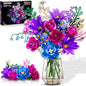 Flowers Bouquet Building Set with LED Light, 21 Flower Botanical Collection Building Block Toy, Rose Lily Plants Home Office Decor 1054PCS, for Her Adults Women Kids Girls 12+ (Purple)