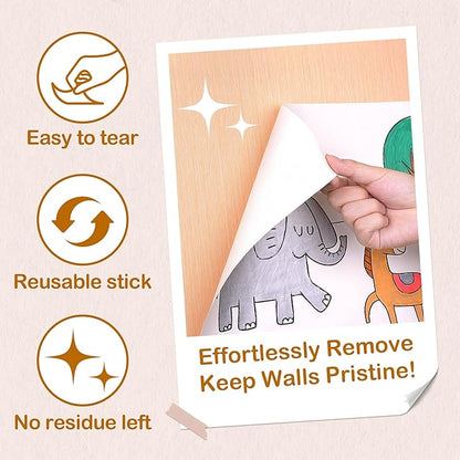 YPLUS Children Drawing Roll, Coloring Paper Roll for Kids, 120 x 11.8 Inch Sticky DIY Painting Drawing Paper Rolls for Toddler, Kids' Gift, Party Activities, Wall Coloring Paper Stickers - Animal