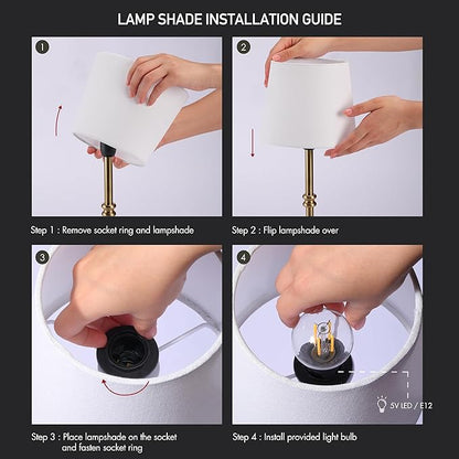 O’Bright Seraph - Cordless LED Table Lamp with Dimmer, Built-in Rechargeable Battery, 3-Level Brightness, Patio Table Lamp, Bedside Night Lamp, Ambient Light for Restaurant, Antique Brass