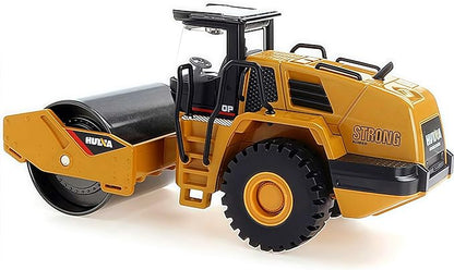 Gemini&Genius Road Roller Toy for Kids, Heavy Duty Construction Vehicle Toys 1-50 Scale Alloy Road Trucks, Car Toys Collection, Display and Play Truck for Kids (Brown)