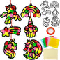 Qyeahkj 36 Set Unicorn Suncatchers Crafts for Kids DIY Unicorn Tissue Paper Crafts Window Stained Glass Effect Rainbow Hanging Decor School Home Creative Activity Art Project Birthday Party Favor Gift