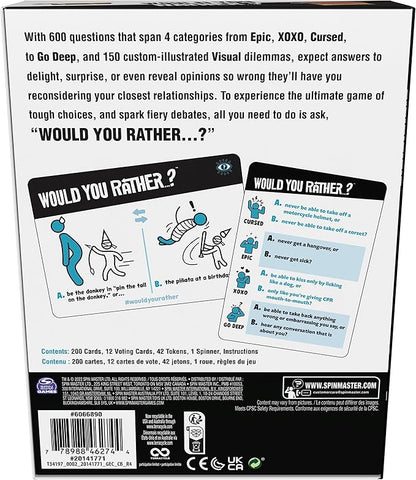 Spin Master Games, Would You Rather? Funny Party Card Game for College, Friendsgiving, Birthdays, & More, for Teens & Adults, 3-6 Players, for Ages 14 & Up