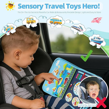 Toddler Busy Board Montessori Toys for 3 Year Old Birthday Gifts for Kids 10 Pages in 1 Soft Felt Activity Book Develop Fine Skills Educational Learning Sensory Travel Toys for Airplane Car