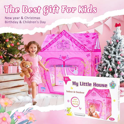 Kids Princess Castle Pink Tent, Indoor/Outdoor Playhouse, 37 * 28 * 40 Inch, Big Enough for 2-3 Little Children