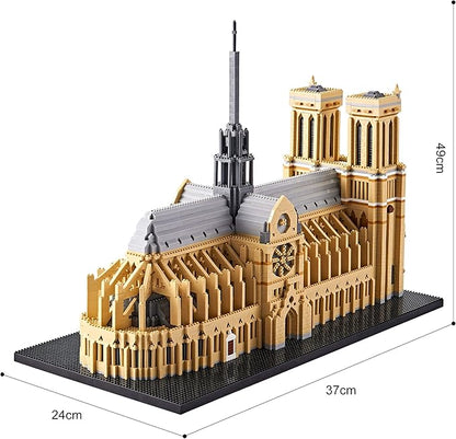 World Famous Architecture Micro Building Blocks Set Notre Dame De Paris 7380 PCS, Creative DIY Big Model Kit for Adults or Teens Ages of 14+