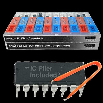 EEEEE IC kit 161 pcs, 20 Models Chip Assortment Set Analog Integrated Circuits Electronics Parts Opamp Pack, 555 Timer Components, Op Amp, Oscillator, Pwm, IC Plier Included UA741 LM358 and More..