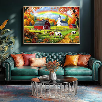 Fall Farm 500 Piece Jigsaw Puzzle for Adults, Brain Challenging Shaped Puzzle for Game Night, Family, Friends
