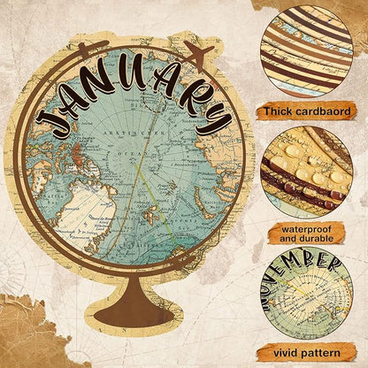 Pajean Travel The Map Bulletin Board Set Globes Happy Birthday Bulletin Board Decor Travel Calendar Wall Decorations for Calendars Classroom School Decor