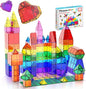 PicassoTiles 60 Piece Set 60pcs Magnet Building Tiles Clear Magnetic 3D Blocks Construction Playboards - Creativity Beyond Imagination, Inspirational, Recreational, Educational, Conventional