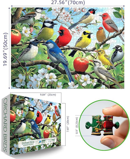Flowers Birds 1000 Piece Puzzle for Adults Unique Puzzles for Adults 1000 Pieces Hummingbird Jigsaw Puzzles 1000 Pieces Family Challenging Puzzle (27.5"x19.6")