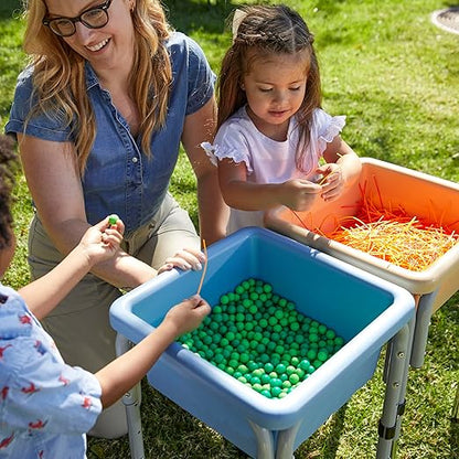 ECR4Kids 2-Station Sand and Water Adjustable Play Table, Sensory Bins, Sand/Powder Blue