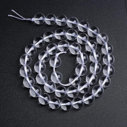 10MM 38PCS Natural Clear White Crystal Quartz Gemstone 3A Grade Round Loose Beads for Jewelry Making DIY Bracelet 1 Strand 15''