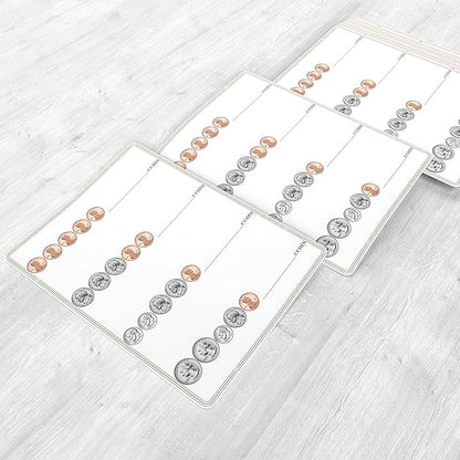 SCRIBBLEDO Coin Practice 9”x12” Small White Board Dry Erase Sheets Math Manipulatives 2nd Grade Money Learning Homeschool Supplies Teacher Students Classroom Pack of 10 Sheets