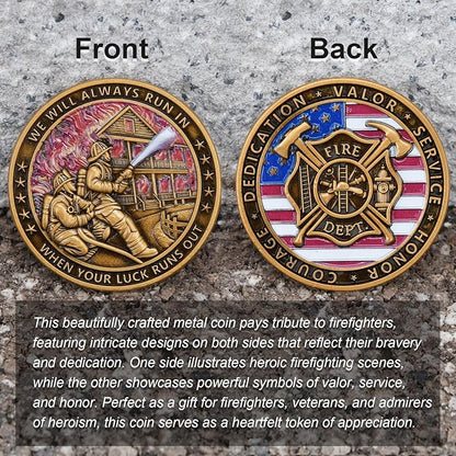 Heroic Firefighter Challenge Coin - Tribute to Bravery and Dedication with Display Box (Single Coin)