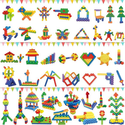 300 Pcs Kids Building Blocks with Storage Bag - Interlocking, Colorful Stem Toys for 3+ Year Old - Connects Building Toys for Kids Learning - Kindergarten Educational Toys for 3-5 Years