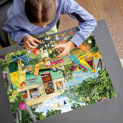 300 Piece Puzzles for Adults,Lakeside Camping Puzzle for Adults Teens,Large Piece Fun Jigsaw Puzzle for Kids Ages 8-10 10-12,Glossy & Sturdy Pieces,Challenging Family Game Great Gift Idea,20.5 x 15 in
