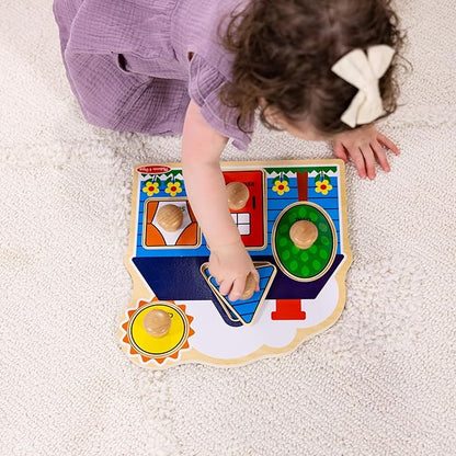 Melissa & Doug First Shapes Jumbo Knob Puzzle, Wooden Peg Puzzle for Toddlers, Educational Toy for Shape Recognition and Fine Motor Skills, Ages 1+