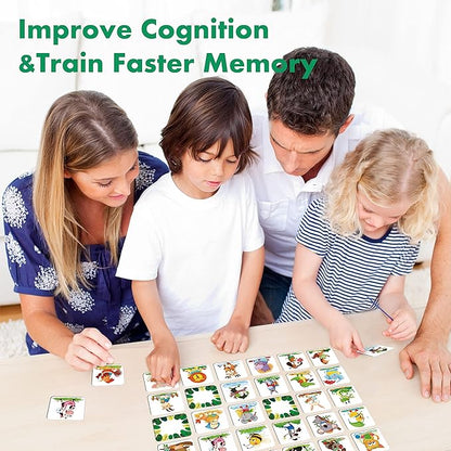 Memory Matching Game, 72 PCS Animals Matching Cards for Toddlers 36 Designs Memory Cards Educational Learning Toys for Preschool 4 5 6 Years Old