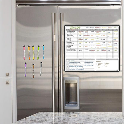 JJPRO Magnetic Dry Erase Chore Chart for Adults:Large Whiteboard16 x19-Chore Chart,Calendar,Meal Board Notes All-in-One,Behavior Chart,Teenagers,White