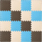 ProSource Foam Puzzle Floor Play Mat for Kids and Babies with Solid Colors, 36 or 16 Interlocking Tiles with Borders, Blue/Brown/Beige
