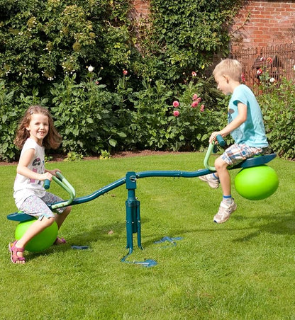 TP Activity Spiro Hop Bouncer Teeter Totter - Teeter Totter Playset That Spins 360° - Holds up to 75 lbs per Seat, Green/Lime (TP749)