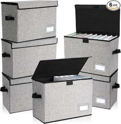 Chuangdi 6 Pcs Comic Book Storage Boxes, Back to School Collapsible Comic Short Box Case with Lid, 15.8 x 7.9 x 11.4 Inch Book Bin Container Holds 150 Comics(Gray)