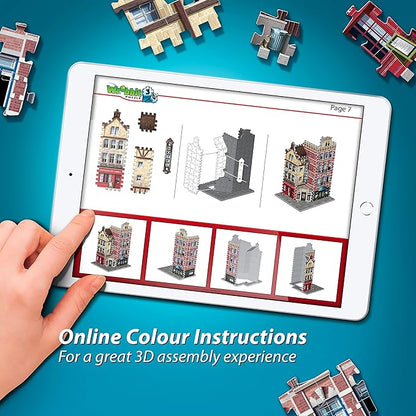 Wrebbit3D Hotel 3D Puzzle | Urbania Collection | 295 Jigsaw Puzzle Pieces | Charming and Unique Streetscape of a Small Town