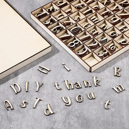 Geelin 248 Pcs 1 Inch Wood Alphabet Letters Numbers with Storage Box Blank Unfinished Wooden Letters Numbers with Rustic Storage Tray for Spelling Learning Education DIY Crafts