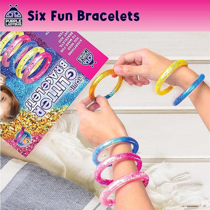 PURPLE LADYBUG Make Your Own Bracelet Making Kit for Girls - Creative Glitter Bracelet Craft Kit, DIY Jewelry-Making Set with Gemstones, Glitter & Tubes, Fun Craft Activity for Kids