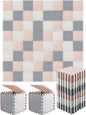 Shihanee Foam Floor Baby Tiles Foam Floor Mats Play Mats Bulk with Borders Interlocking for Kids Baby Playroom Nursery Gym (White, Beige, Gray,64ft)