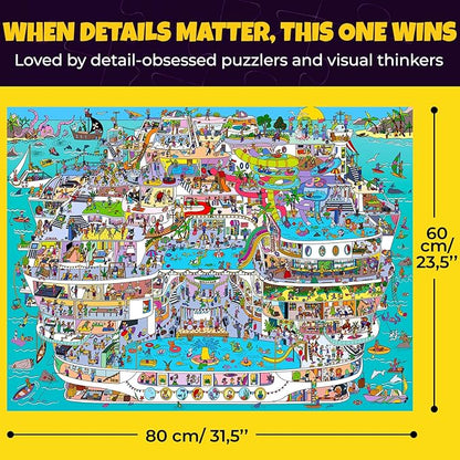 QUOKKA 1000 Piece Jigsaw Puzzle for Adults Cruise Vistas – Premium Box Packaging with Extra Fun Challenges - Stunning Scenic Animal Puzzle - Perfect for Relaxation & Creativity & Gift Giving