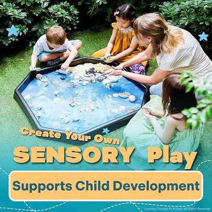 Tuff Tray for Sensory Play (Large, Black) – Premium Textured Play Tray for Toddlers – Sand and Water, Sensory Bin for Preschool, Montessori, Classroom & Home