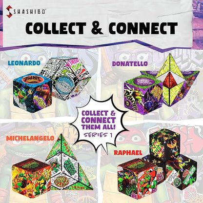 SHASHIBO Teenage Mutant Ninja Turtles Shape Shifting Box - STEM Magnetic Fidget Cube That Transforms Into Over 70 Shapes, Download Fun in Motion Toys Mobile App (Donnie)