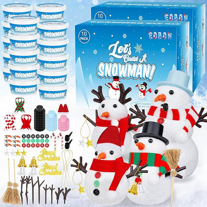 20 Pack Snowman Kit, DIY Christmas Craft for Kids, Build a Snowman Kit Indoors Decorations, Creative Air Dry Clay Modeling Crafts Kit for School Winter Party Activities, Christmas Perfect Kids
