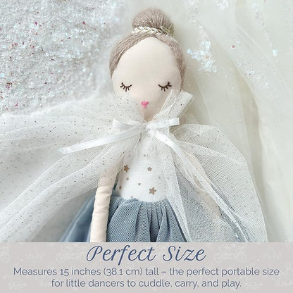 MON AMI Princess Doll Estelle – 15”, Soft & Elegant Stuffed Plush Princess Doll, Use as Toy or Room Decor, for Kids of All Ages