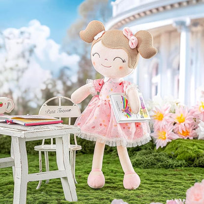 Gloveleya Baby Girl Gift Soft First Baby Doll Plush Doll Floral Pink 16"