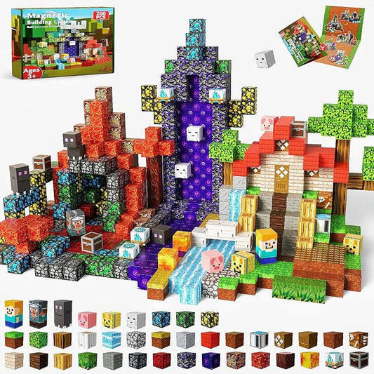 200PCS Magnetic Blocks - Magnetic Building Block for Kids Ages 3 4 5 6 7 8, STEM Learning Toy for Toddlers, Stacking Magnets for Kids for Kid Ages 3-8, Birthday Gifts for 3-10 Years Old Boys Girls