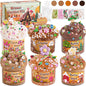 LAWOHO 6 Packs Brown Slime Kit - Cloud, Butter & Clear Slimes with Garden Add-ins, Crunchy Slime for Kids Party Favors for Girls and Boys, 360ml Slime Kits Birthday Halloween Christmas Easter Gifts