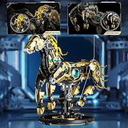 Mechanical Horse Building Block Set Build & Pose with Movable Legs – Engaging DIY Model Kit for Kids and Teens