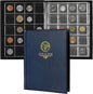 200 Pockets Coin Album - Coin Collecting Book with 10 Pages, 33x33 mm Grid Holder for Pounds Pence Cents Dollars Nickel (Blue) CS48200BL