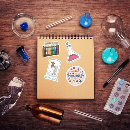 110pcs Science Stickers Pack, Chemistry, Biology, Physics, Science Classroom Decor for School Teacher Student Laboratory Sticker Decals for Laptop Water Bottle Notebook Science Party Favors and Decor