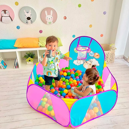 Ball Pool for Toddlers | Kids Ball Pit | Ball Pit for Babies | Piscina de Pelotas para Bebes |Playpen with Basketball Hoop and Zipper Storage Bag, 4 Ft/120CM E : Balls NOT Included