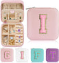 Parima Small Jewelry Box for Girls, Travel Initial Jewelry Boxes for Girls | Small Jewelry Organizer Box | Travel Jewelry Case Organizer - Letter I, Pink