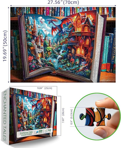 Magical Storybook Jigsaw Puzzles 1000 Pieces Fantasy World Landscape Puzzles for Adults 1000 Pieces with Letters on Back Hard Colorful Impossible Difficult Challenging Family Puzzle (27.5"X19.6")