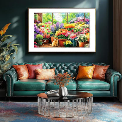 Blueforest 300 Piece Jigsaw Puzzle for Adults - Cute Kitten & Flower Garden, 17x11 Inch, Fun & Relaxing Adult Puzzles for Stress Relief
