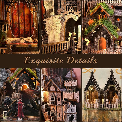 Book Nook Kit, DIY Scene Miniature House Kit Tiny House Mini Booknook Craft Bookshelf Decor, 3D Puzzles for Adults, Scale Model Building for Book Lovers (Sleeping Beauty)