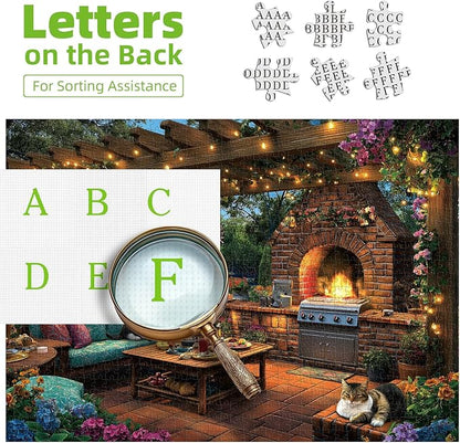 1000 Piece Jigsaw Puzzle for Adults - Challenging Garden Patio Scene with Twinkling Lights, Vibrant Hydrangeas - 27.5"x19.7" Art Puzzle, Unique Gift for Game Nights